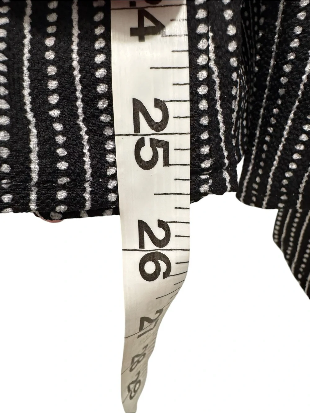 Max Studio Faux Wrap Tie-Front Top in Black and White. Size Large - Picture 5 of 5